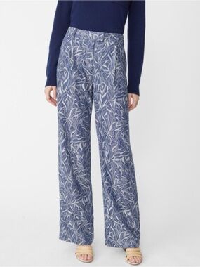 J MCLAUGHLIN Morgan Pant Denim Cotton Botanical Print Wide Leg Women Coastal NWT